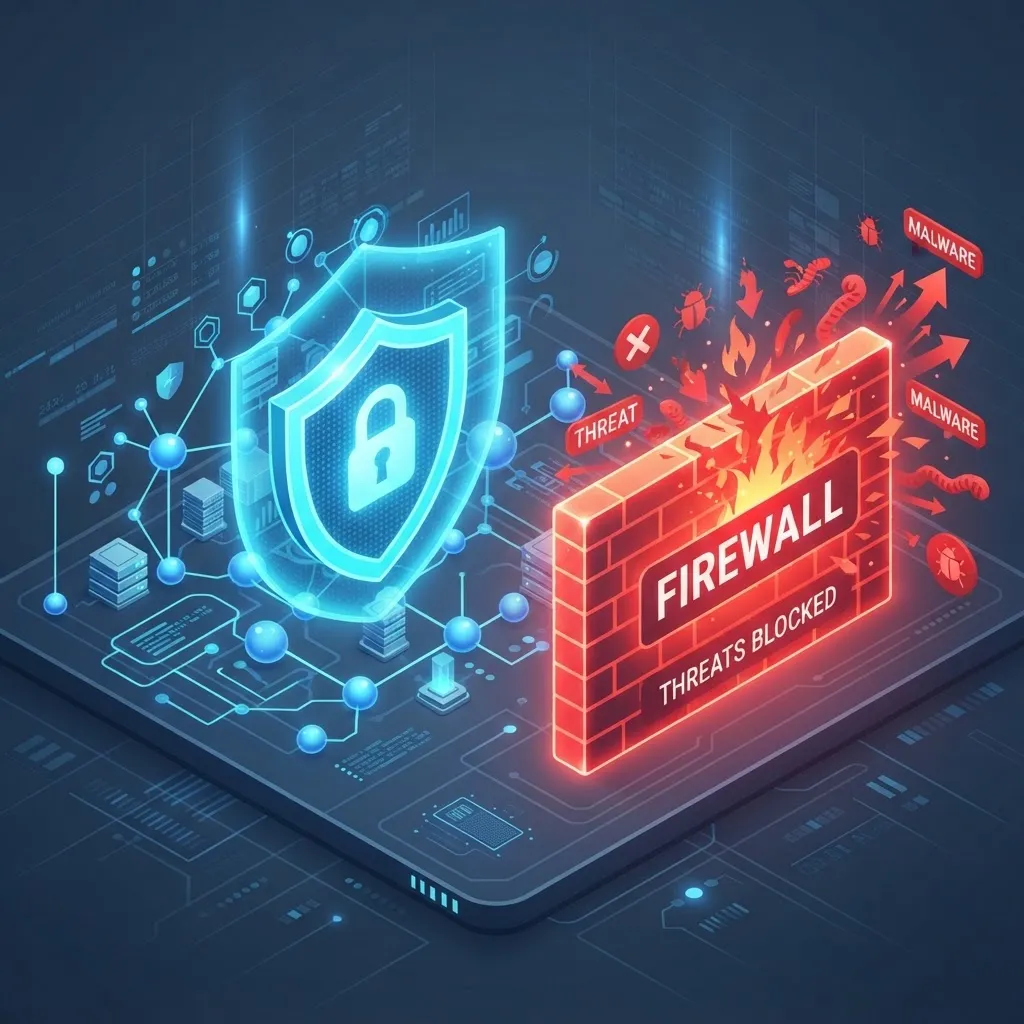 Firewall schützt ein Netzwerk vor eingehenden Bedrohungen